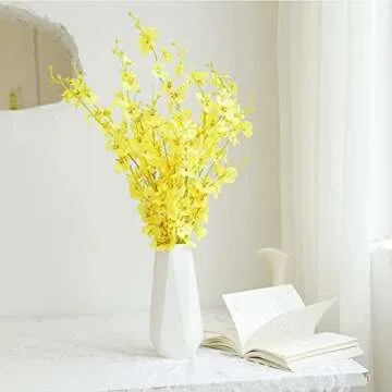 Ceramic Vase, 7.4 Inch for Pampas Calla Lily Tulip, Flower Vase Minimalism Style for Modern Table Shelf Home Decor, Fit for Housewarming, Weddings, Birthday, Christmas, Thanksgiving, New Year