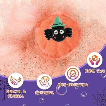 Halloween Gifts for Kids - 16pcs Halloween Bath Bombs for Kids with Halloween Toys Inside Halloween Party Favors for Kids Goodie Bag Fillers Natural Organic Bubble Bath with Spooky Pumpkin Bath Bombs