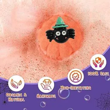 Halloween Gifts for Kids - 16pcs Halloween Bath Bombs for Kids with Halloween Toys Inside Halloween Party Favors for Kids Goodie Bag Fillers Natural Organic Bubble Bath with Spooky Pumpkin Bath Bombs