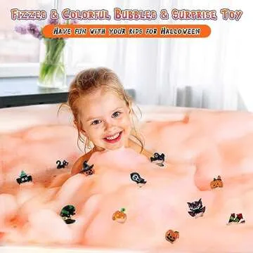 Halloween Gifts for Kids - 16pcs Halloween Bath Bombs for Kids with Halloween Toys Inside Halloween Party Favors for Kids Goodie Bag Fillers Natural Organic Bubble Bath with Spooky Pumpkin Bath Bombs