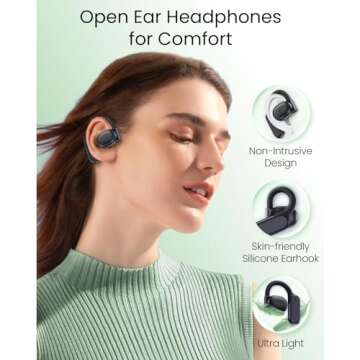 TAGRY Open Ear Headphones Bluetooth Ear buds 80Hrs Playtime Wireless Earbuds with Earhooks IPX7 Waterproof Touch Control Air Conduction Sport Headsets Bluetooth 5.3 Earphones for Workout Running Black