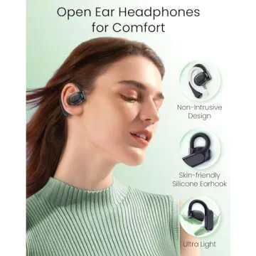 TAGRY Open Ear Headphones Bluetooth Ear buds 80Hrs Playtime Wireless Earbuds with Earhooks IPX7 Waterproof Touch Control Air Conduction Sport Headsets Bluetooth 5.3 Earphones for Workout Running Black