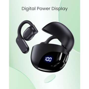 TAGRY Open Ear Headphones Bluetooth Ear buds 80Hrs Playtime Wireless Earbuds with Earhooks IPX7 Waterproof Touch Control Air Conduction Sport Headsets Bluetooth 5.3 Earphones for Workout Running Black