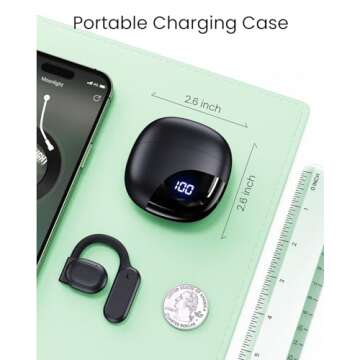 TAGRY Open Ear Headphones Bluetooth Ear buds 80Hrs Playtime Wireless Earbuds with Earhooks IPX7 Waterproof Touch Control Air Conduction Sport Headsets Bluetooth 5.3 Earphones for Workout Running Black