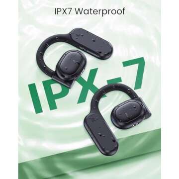 TAGRY Open Ear Headphones Bluetooth Ear buds 80Hrs Playtime Wireless Earbuds with Earhooks IPX7 Waterproof Touch Control Air Conduction Sport Headsets Bluetooth 5.3 Earphones for Workout Running Black