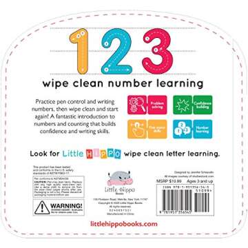 Write & Wipe 123 - Children's Novelty Learning Board Book - Wipe Clean - Educational - Numbers and C...