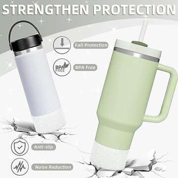 Vmini Protective Glitter Silicone Boot, Compatible with Stanley Tumbler 20-40oz & Hydro Flask Water Bottle 12-24oz and More Bottles/Tumblers with 2.8-2.95in Bottom, Bling Anti-Slip Sleeve Cover