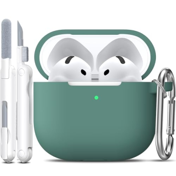 R-fun for Airpods 4th Case Cover with Cleaner Kit, Soft Skin Silicone Case Cover with Keychain, Full...