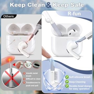 R-fun for Airpods 4th Case Cover with Cleaner Kit, Soft Skin Silicone Case Cover with Keychain, Full Protective Case for Men and Women, Compatible with Apple Latest Airpods 4th, Pine Green