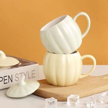 123Arts Ceramic Coffee Mug Pumpkin Shaped Cup Milk Water Tea Cup for Office Home