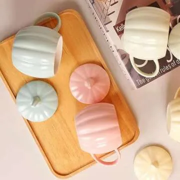 123Arts Ceramic Coffee Mug Pumpkin Shaped Cup Milk Water Tea Cup for Office Home