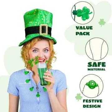 JOYIN 3 PCS St Patrick's Day Light Up Necklaces,Green Shamrock Bulb Necklace for Costume Dressing-up Accessories Saint Patricks Decorations Party Favor Supplies