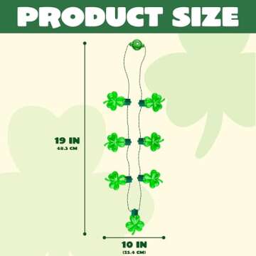 JOYIN 3 PCS St Patrick's Day Light Up Necklaces,Green Shamrock Bulb Necklace for Costume Dressing-up Accessories Saint Patricks Decorations Party Favor Supplies