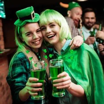 JOYIN 3 PCS St Patrick's Day Light Up Necklaces,Green Shamrock Bulb Necklace for Costume Dressing-up Accessories Saint Patricks Decorations Party Favor Supplies