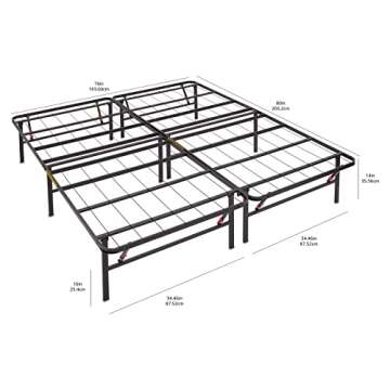 Amazon Basics Bed Frame with Storage, Foldable Metal Platform, Sturdy Steel, No Box Spring Needed, 1...