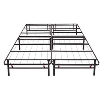 Amazon Basics Bed Frame with Storage, Foldable Metal Platform, Sturdy Steel, No Box Spring Needed, 14-inch High, Tool-Free Setup, Queen Size, Black