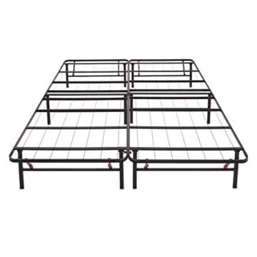 Amazon Basics Bed Frame with Storage, Foldable Metal Platform, Sturdy Steel, No Box Spring Needed, 14-inch High, Tool-Free Setup, Queen Size, Black