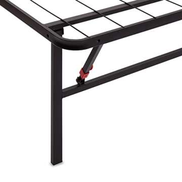 Amazon Basics Bed Frame with Storage, Foldable Metal Platform, Sturdy Steel, No Box Spring Needed, 14-inch High, Tool-Free Setup, Queen Size, Black