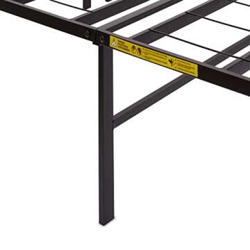 Amazon Basics Bed Frame with Storage, Foldable Metal Platform, Sturdy Steel, No Box Spring Needed, 14-inch High, Tool-Free Setup, Queen Size, Black