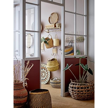 Bloomingville Rattan Wall Hanger with 4 Decorative Hooks