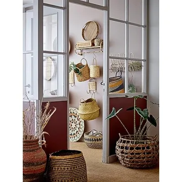 Bloomingville Rattan Wall Hanger with 4 Decorative Hooks