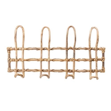Bloomingville Rattan Wall Hanger with 4 Decorative Hooks
