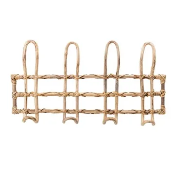 Bloomingville Rattan Wall Hanger with 4 Decorative Hooks