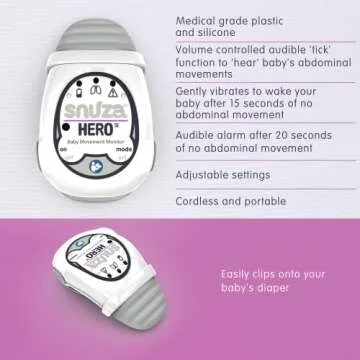 Snuza Hero Baby Monitor: Alerts When No Movement Detected, Gentle Vibration Pre-Alerts, Attaches to Diaper, No WiFi/Bluetooth, Medical Grade Material. Safer Sleep for Babies, Better Sleep for Parents.