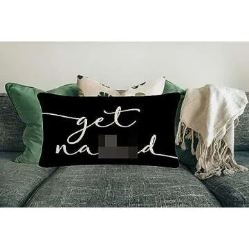 Let's Snuggle Reversible Black Decor Throw Pillow Case Decor for Home Bedroom, 12'' x 20'' Pillow case, Great Gift for Girlfriend, Boyfriend, Wife, Husband, Lover Wedding Anniversary