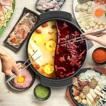 Electric Hot Pot with Divider - 6L Non-Stick Cooking Pot for Delicious Fondue