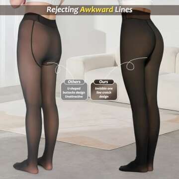 NOLUNT Women Fleece Lined Tights,Fake Translucent Warm Pantyhose Leggings Fleece Lined Thermal Tight...