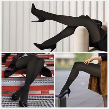 NOLUNT Women Fleece Lined Tights,Fake Translucent Warm Pantyhose Leggings Fleece Lined Thermal Tights Skin Color for Women in Winter.(Black-MM)