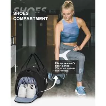 Gym Bags Womens Mens with Shoes Compartment and Wet Pocket,Travel Duffel Bag for Women for Plane,Sport Gym Tote Bags Swimming Yoga,Small Waterproof Weekend Overnight Bag Carry on Bag Hospital Holdalls