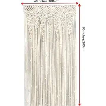 OIHYA Macrame Curtain Wall Hanging Handmade Boho Curtains for Wedding Backdrop Arch Closet Room Divider Boho Wall Decor 40"X80"