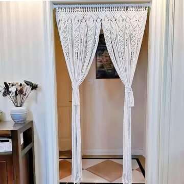 OIHYA Macrame Curtain Wall Hanging Handmade Boho Curtains for Wedding Backdrop Arch Closet Room Divider Boho Wall Decor 40"X80"
