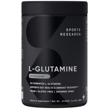 Sports Research L-Glutamine - Workout Recovery, Immune Health & Gut Health Support - 5 G Per Serving...