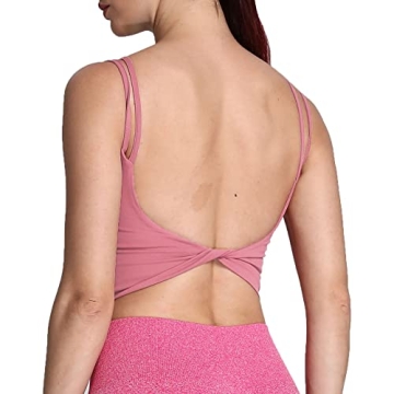 Aoxjox Women's Backless Workout Sports Bra in Pink