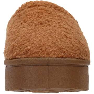 WHITIN Womens House Slippers Platform Comfy Fuzzy Warm House Slippers Warm Curly Faux Fur Indoor Winter Bedroom Fur Lined Thick Hard Sole Slippers for Women Size 9 Brown