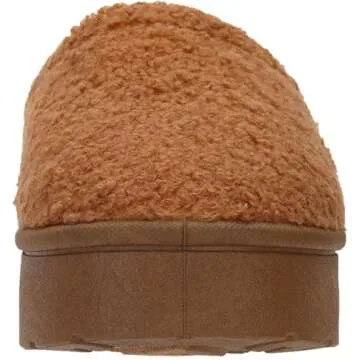 WHITIN Womens House Slippers Platform Comfy Fuzzy Warm House Slippers Warm Curly Faux Fur Indoor Winter Bedroom Fur Lined Thick Hard Sole Slippers for Women Size 9 Brown