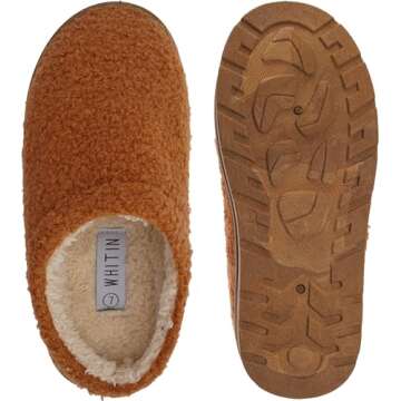 WHITIN Womens House Slippers Platform Comfy Fuzzy Warm House Slippers Warm Curly Faux Fur Indoor Winter Bedroom Fur Lined Thick Hard Sole Slippers for Women Size 9 Brown
