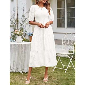 Summer Puff Sleeve Floral Dress - MEROKEETY Women's Fashion