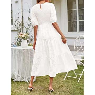 Summer Puff Sleeve Floral Dress - MEROKEETY Women's Fashion