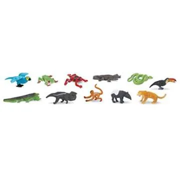 Safari Ltd. Rainforest TOOB - 11 Figurines: Macaw, Frogs, Toucan, Iguana, Monkey, and More - Educational Toy Figures For Boys, Girls, and Kids Ages 3+