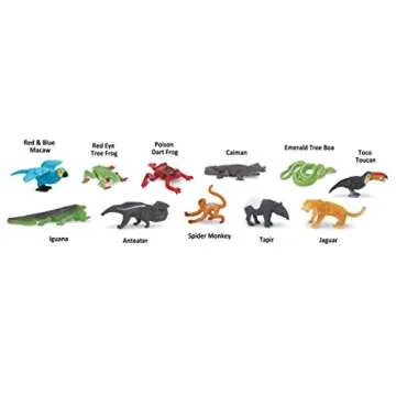 Safari Ltd. Rainforest TOOB - 11 Figurines: Macaw, Frogs, Toucan, Iguana, Monkey, and More - Educational Toy Figures For Boys, Girls, and Kids Ages 3+