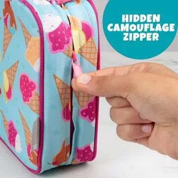 Bentology Lunch Box for Girls-Kids Insulated, Durable Lunchbox Tote Bag Fits Bento Boxes, Containers, Jars & Water Bottles- Reusable School Lunch Sleeve Keeps Food Hotter or Colder Longer- Ice Cream