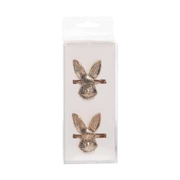 C&F Home Rose Gold Bunny Head Napkin Rings Set of 4 Gold