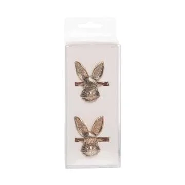 C&F Home Rose Gold Bunny Head Napkin Rings Set of 4 Gold