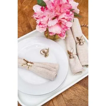 C&F Home Rose Gold Bunny Head Napkin Rings Set of 4 Gold