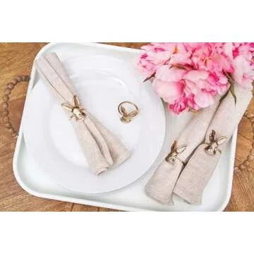 C&F Home Rose Gold Bunny Head Napkin Rings Set of 4 Gold