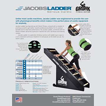 JACOBS LADDER Gronk Edition Step Machine, Gronk Edition | Black | Dimensions 76" x 27.25" x 65.5" | 300 lbs